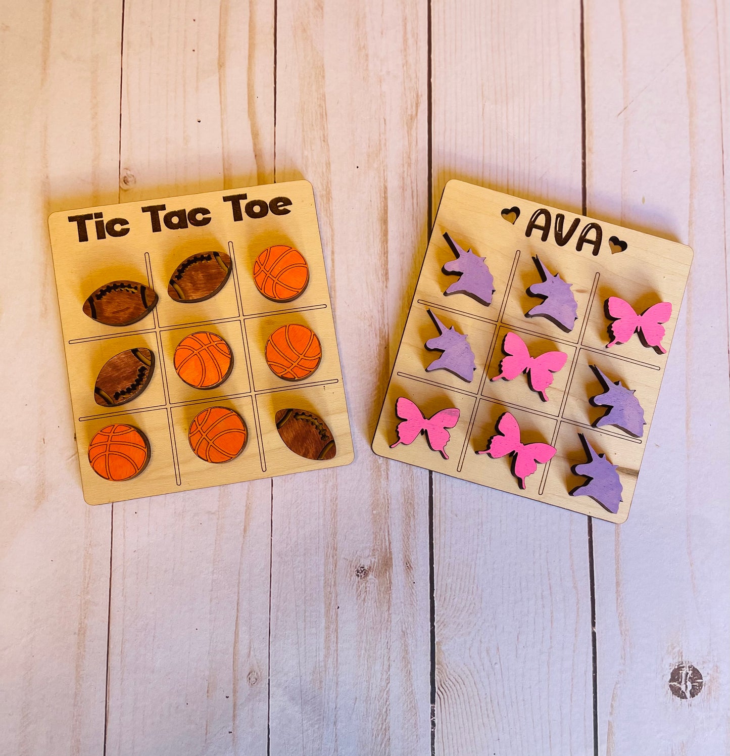 Engraved wood Tic Toe Boards