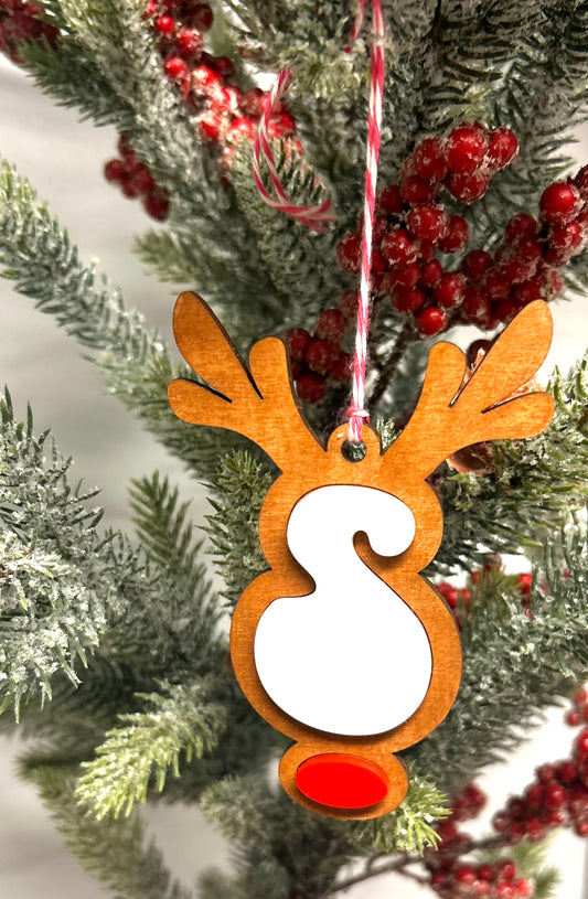 Reindeer Initial Ornament